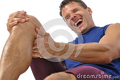 Knee and hamstring injury Stock Photo