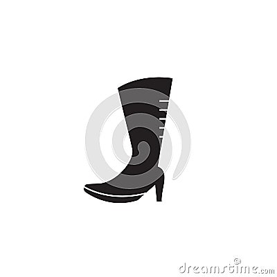 Knee high boots black vector concept icon. Knee high boots flat illustration, sign Vector Illustration