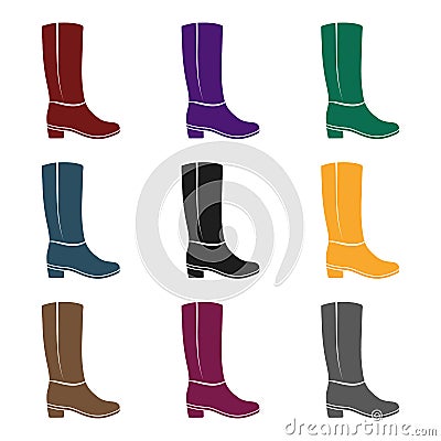 Knee high boots icon in black style isolated on white background. Shoes symbol stock vector illustration. Vector Illustration