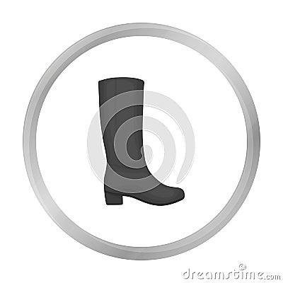 Knee high boots icon in monochrome style isolated on white. Shoes symbol. Vector Illustration