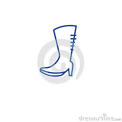 Knee high boots line icon concept. Knee high boots flat vector symbol, sign, outline illustration. Vector Illustration