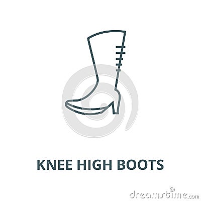 Knee high boots vector line icon, linear concept, outline sign, symbol Vector Illustration