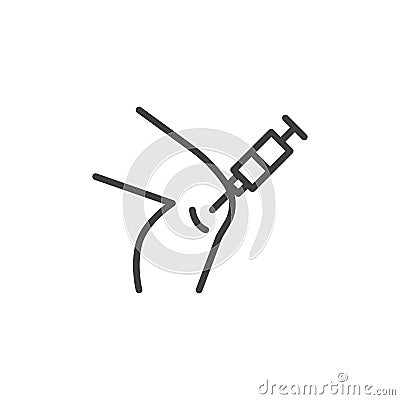 Knee injection line icon Vector Illustration