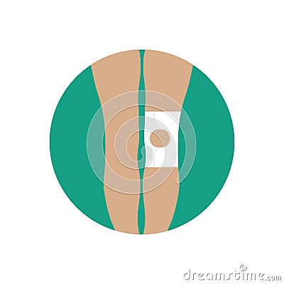 Knee joint bandage with an open cup Vector Illustration