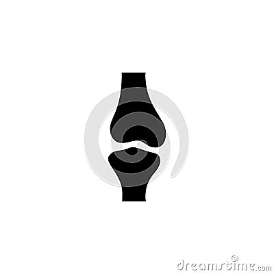 Knee Joint, Human Bone, Articular Cartilage. Flat Vector Icon illustration. Simple black symbol on white background. Knee Joint, Cartoon Illustration