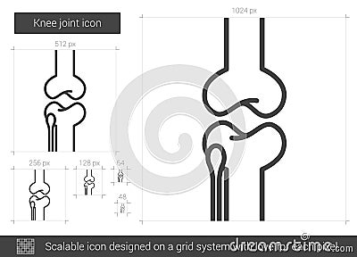 Knee joint line icon. Vector Illustration