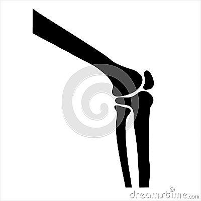 Knee-joint. Pictogram of the human knee. Silhouette of medicine icons. Bone vector flat icon. Vector Illustration