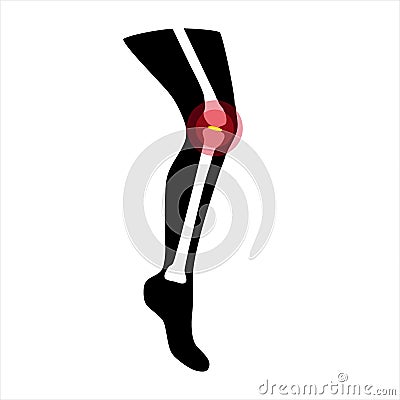 Knee-joint. Pictogram of the human knee. Silhouette of medicine icons. Bone vector flat icon. Vector Illustration