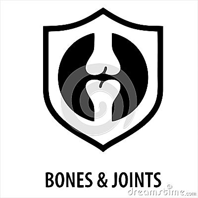 Knee-joint. Pictogram of the human knee. Silhouette of medicine icons. Bone vector flat icon. Vector Illustration