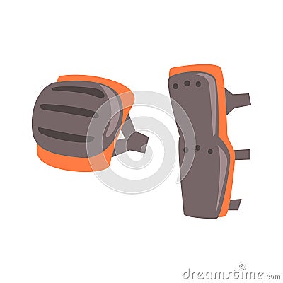 Knee And Leg Protection Shields, Part Of BMX Rider Ammunition And Equipment Set Isolated Object Vector Illustration