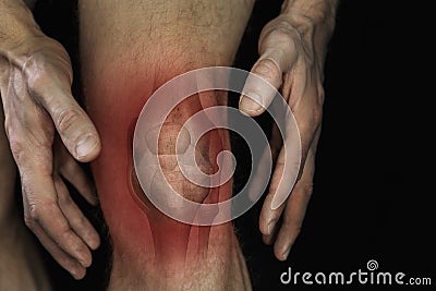 Knee pain. male leg with bone joint inflammation Cartoon Illustration