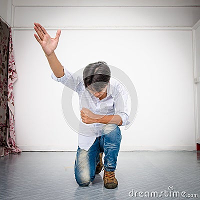 Kneel to praise. Stock Photo