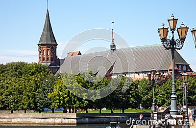 Kneiphof with Konigsberg Cathedral in the Kaliningrad, Russia. Editorial Stock Photo