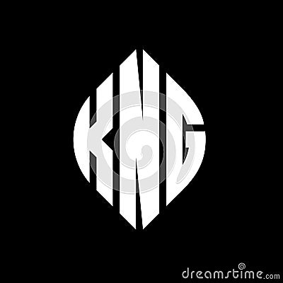 KNG circle letter logo design with circle and ellipse shape. KNG ellipse letters with typographic style. The three initials form a Vector Illustration