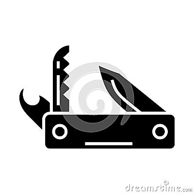 Knife army multipurpose - swiss folding knife icon, vector illustration, black sign on isolated background Vector Illustration