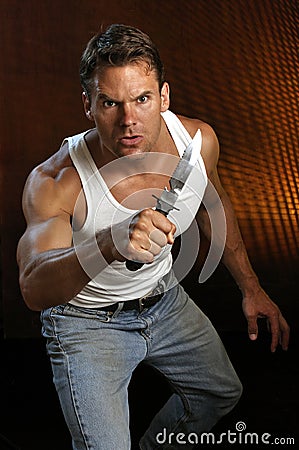 Knife attack Stock Photo