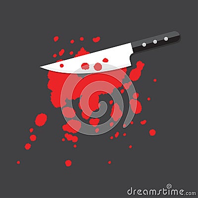 Knife with blood. Vector Illustration