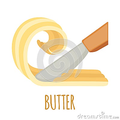 Knife in butter icon in flat style isolated on white Vector Illustration