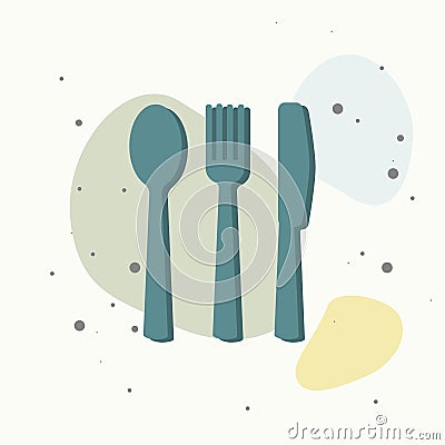 Knife, fork, spoon. Cutlery. Table setting on multicolored background Vector Illustration