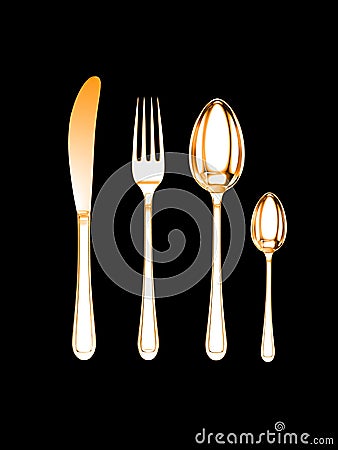 Knife, fork, spoon, tea-spoon Stock Photo