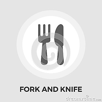 Knife and fork vector flat icon Vector Illustration