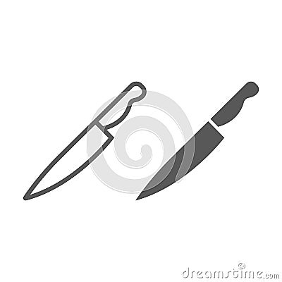 Knife line and glyph icon, kitchen and cooking Vector Illustration