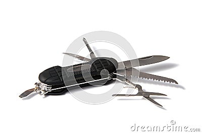 Knife mult tool, isolated on white Stock Photo