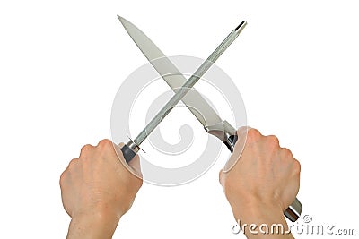 Knife sharpening Stock Photo