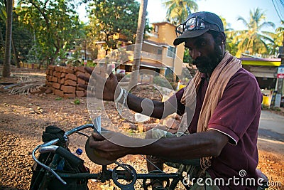 Knife sharpening Editorial Stock Photo