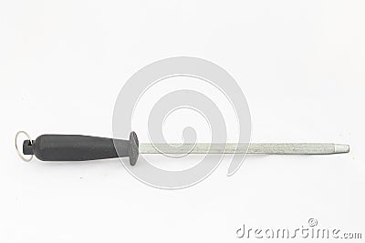 knife sharpening steel rod isolated on white background with copy space Stock Photo