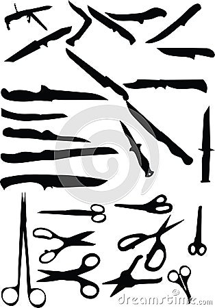 Knife and shear Vector Illustration