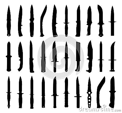 Knife silhouettes set. Vector Illustration