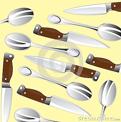 Knife and spoon background Vector Illustration