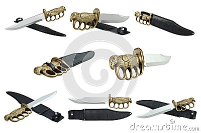Knife steel dagger set Stock Photo