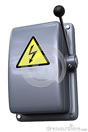 Knife switch with warning Stock Photo