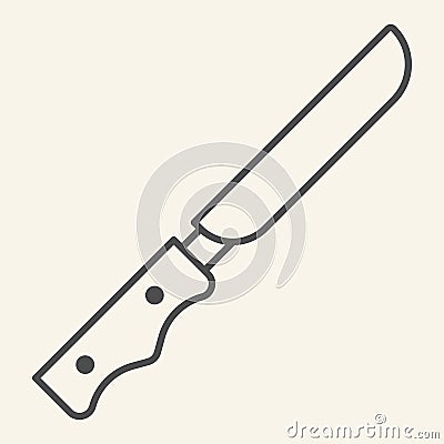 Knife thin line icon. Kitchen knife for cooking symbol, outline style pictogram on beige background. Kitchen utensils Vector Illustration