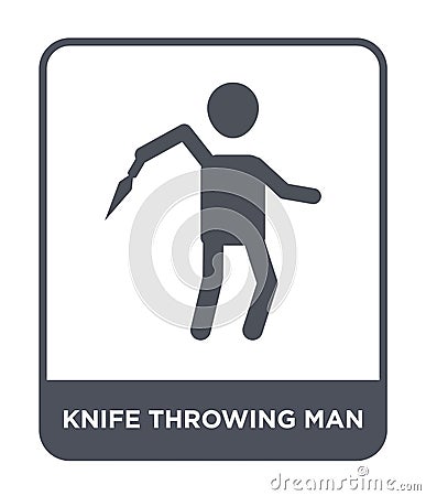 knife throwing man icon in trendy design style. knife throwing man icon isolated on white background. knife throwing man vector Vector Illustration