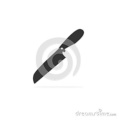 Knife vector icon. Black outline cooking symbol illustration isolated on white. Vector Illustration