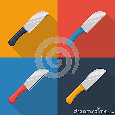 Knifes on color backgrounds. Vector illustration. Vector Illustration