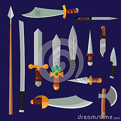 Knifes weapon vector collection Vector Illustration