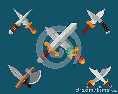 Knifes weapon vector collection Vector Illustration