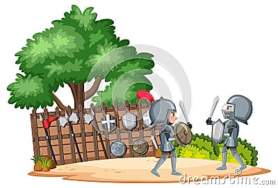 Knight ancient army fighting for kingdom Vector Illustration