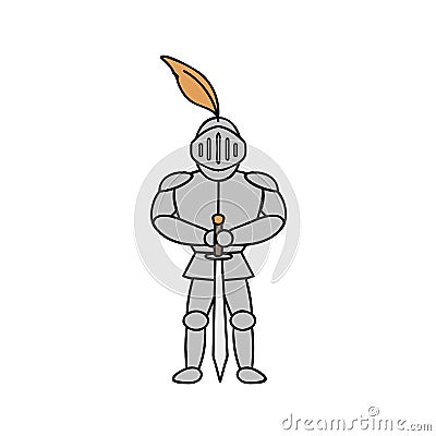 knight in armor illustration on white background Vector Illustration