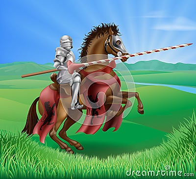 Knight in armor with jousting lance Vector Illustration
