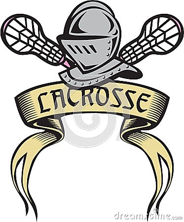 Knight Armor Lacrosse Stick Woodcut Vector Illustration