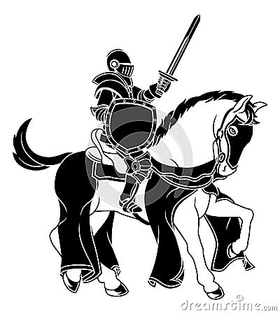Knight in Armour Warrior On Horse Medieval Joust Vector Illustration