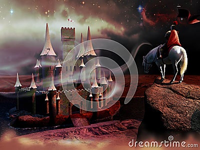 The knight and the castle Stock Photo