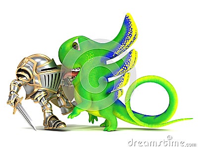 Knight and dragon Stock Photo