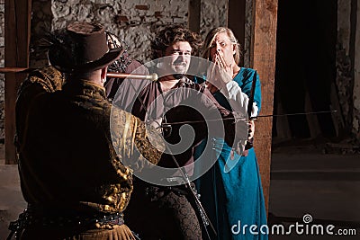 Knight Losing a Swordfight Stock Photo