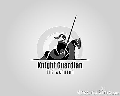 Knight with shield and spear on a horse Vector Illustration